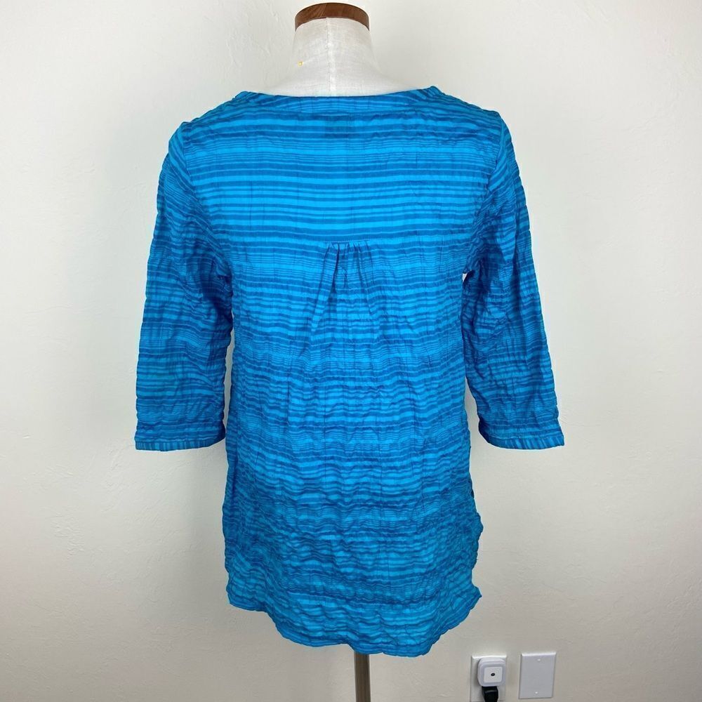 Habitat Ruffle Striped Button-Up Top - Blue - Picture 5 of 6